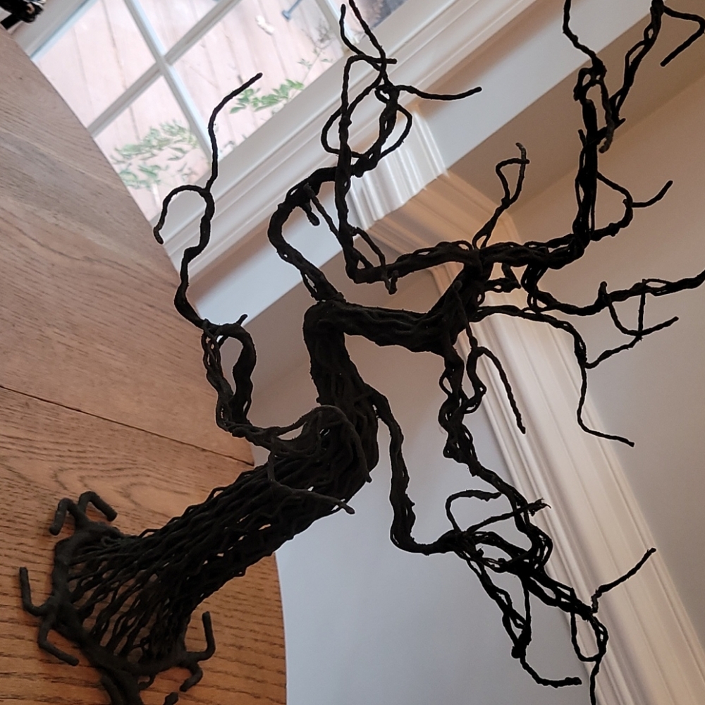 Black flocked wire Halloween tree